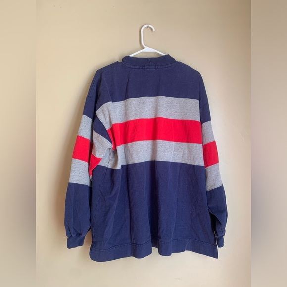 Vtg 90s merona Mens xl Distressed Heavyweight Mock Neck T-Shirt Striped vintage - Picture 5 of 7